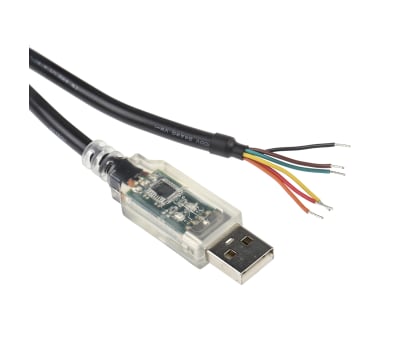 Product image for FTDI Chip 1.8m Male USB to Wire Ended Black Interface Converter Cable