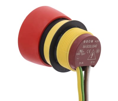 Product image for EAO Panel Mount Emergency Button - Twist to Reset, 22.5mm Cutout Diameter, NO/NC, Mushroom Head