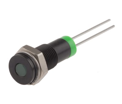 Product image for 6mm flush black chrome LED, green 2Vdc