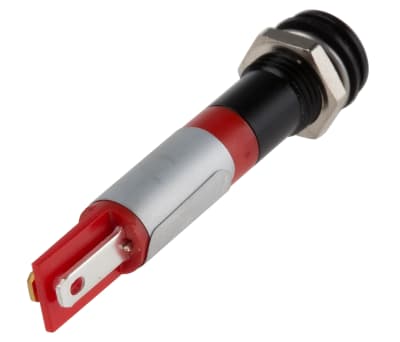 Product image for 8mm flush black chrome LED, red 220Vac