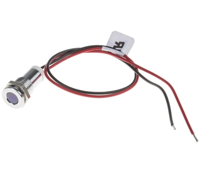 Product image for 8mm flush bright chr LED wires, wht 2Vdc