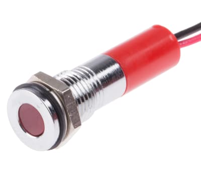 Product image for 8MM FLUSH BRIGHT CHR LED WIRES, RED 220V