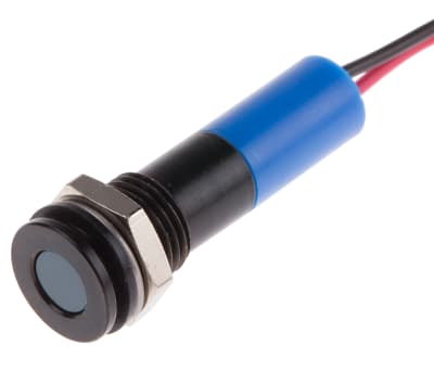 Product image for 8mm flush black chr LED wires,blue 12Vdc