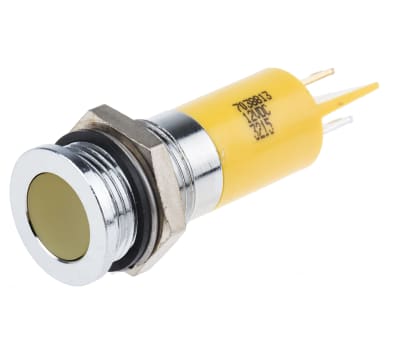 Product image for 14mm flush bright chrome LED, yel 12Vdc