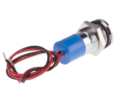 Product image for 14mm flush chrome LED wires, blue 220Vac