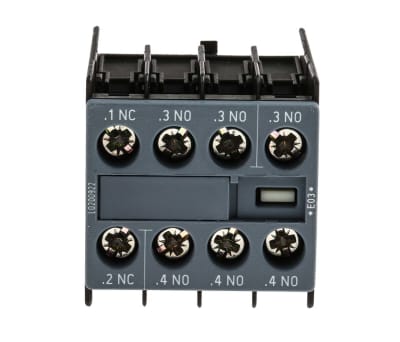 Product image for Siemens Sirius Innovation Auxiliary Contact - 3NO/1NC, 4 Contact, Snap-On, 6 A ac, 10 A dc