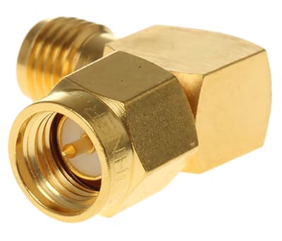 Product image for Right Angle 50Ω RF Adapter SMA Plug to SMA Socket 18GHz