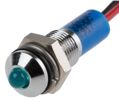 Product image for 6mm prominent chrome LED wires,blu 24Vdc