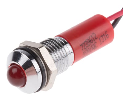 Product image for 8mm prominent chrome LED wires, red 220V