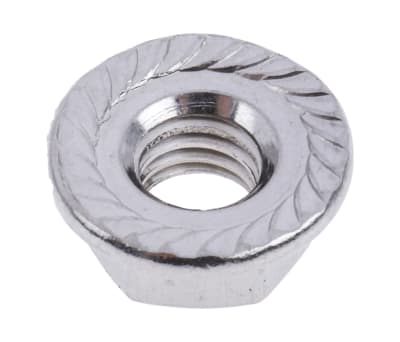 Product image for 14.2mm Plain Stainless Steel Hex Flanged Nut, M6, A2 304