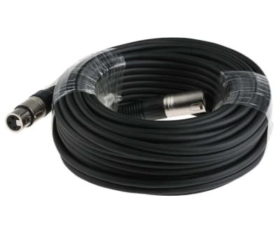 RS PRO Male 3 Pin XLR to Female 3 Pin XLR Cable, Black, 2m