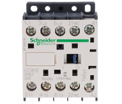 Product image for 3 pole contactor,5.5kW,12A,24Vac coil