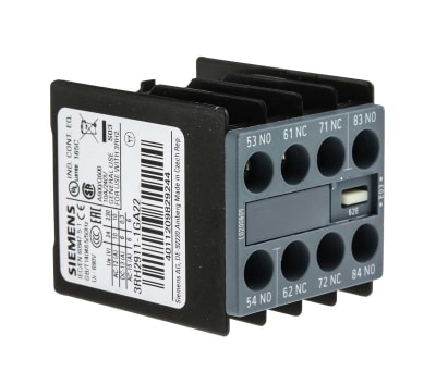 Product image for Siemens Sirius Innovation Auxiliary Contact - 2NO/2NC, 4 Contact, Snap-On, 10 A