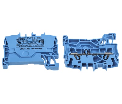 Product image for DIN rail terminal 2x2.5mm2 blue