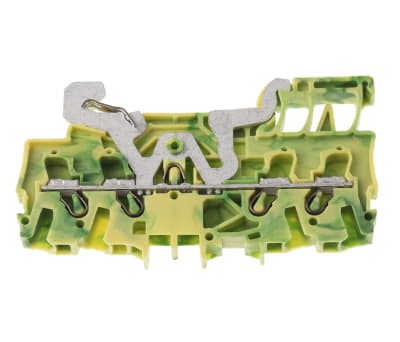 Product image for DIN rail terminal 4x2.5mm2 green/yellow
