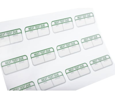 Product image for GREEN WRITE-ON LABEL 'NEXT TEST DUE'