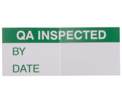 Product image for Green vinyl cloth label 'QA INSPECTED'