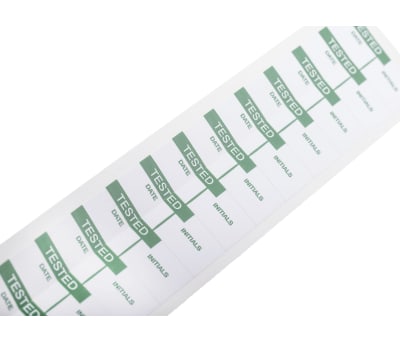 Product image for GREEN VINYL CLOTH LABEL 'TESTED',38X15MM