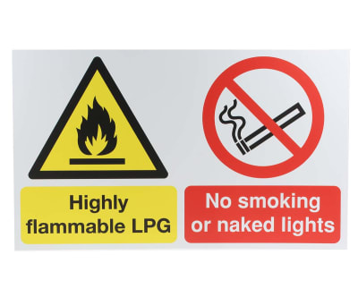 Product image for PP sign 'Danger.naked lights' 500x300mm