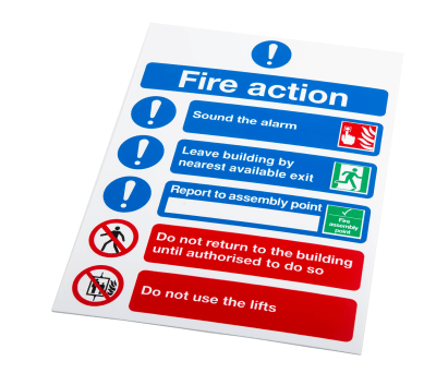 Product image for PP sign 'Fire action', 210 x 148mm