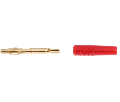 Product image for Staubli Red Male Banana Plug - Solder Termination, 30 V, 60V dc, 10A