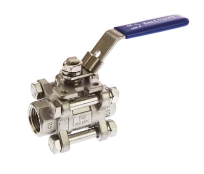 Product image for 3pc Full Bore Ball Valve,1/2in. S/steel