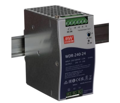 Product image for RS PSU,DIN Rail,24Vdc,wide input,240W