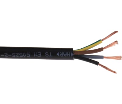 Product image for H05VV-F 3184Y 4 CORE 0.75MM BLACK CABLE