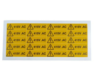 Product image for 415V a.c. Hazard label, 20x60mm