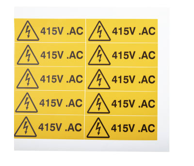 Product image for 415V a.c. Hazard label, 20x60mm