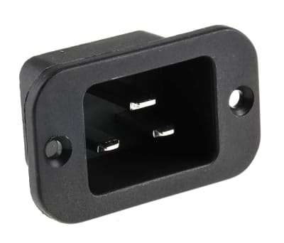 Product image for RS PRO C20 Panel Mount IEC Connector Male, 20.0A, 250.0 V