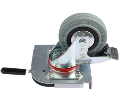 Product image for Zarges Braked Swivel Castor Wheel, 90kg Load Capacity, 100mm Wheel Diameter