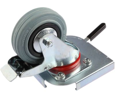 Product image for Zarges Braked Swivel Castor Wheel, 90kg Load Capacity, 100mm Wheel Diameter