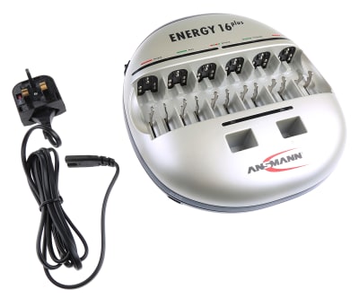 Product image for Ansmann Energy 16 Plus NiCd, NiMH 9V, AA, AAA, C, D Battery Charger with EURO, UKplug