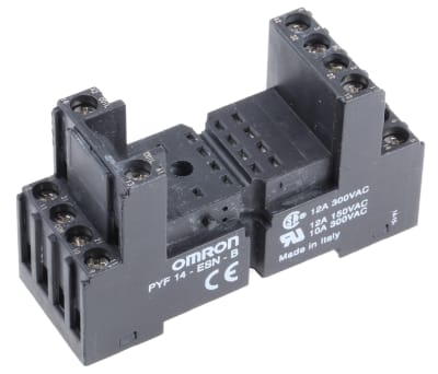 Product image for Relay DIN Rail socket,ESN,12A 27mm,Black