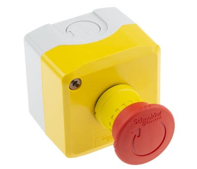 Product image for Schneider Electric Surface Mount Emergency Button - Twist to Reset, NC, Mushroom Head
