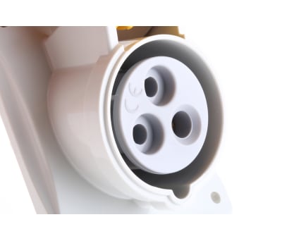 Product image for IP44 2P+E angled panel socket,16A 110V