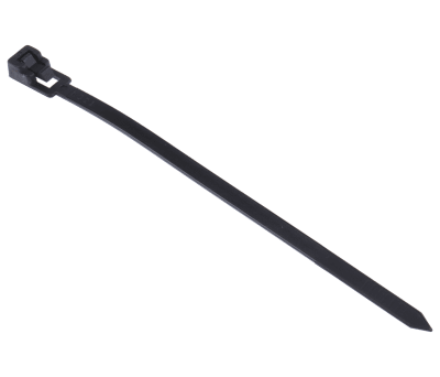 Product image for RS PRO Black Cable Tie Nylon Releasable, 125mm x 4.5 mm