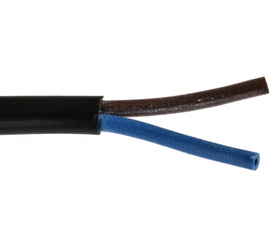 Product image for RS PRO 2 Core 0.75 mm² Power Cable, Black Polyvinyl Chloride PVC Sheath 100, 6 A 300 V, 2192Y H03VVH2-F