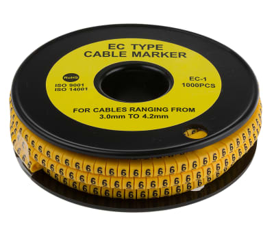 Product image for Slide On PVC Yellow Cable Marker 6