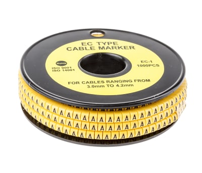 Product image for Slide On PVC Yellow Cable Marker A