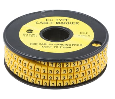 Product image for Slide On PVC Yellow Cable Marker 3