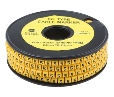Product image for Slide On PVC Yellow Cable Marker 5