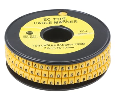 Product image for Slide On PVC Yellow Cable Marker 6
