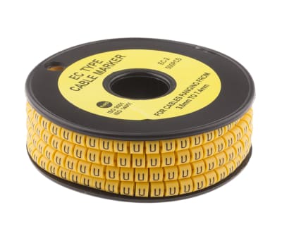 Product image for Slide On PVC Yellow Cable Marker U