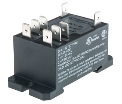 Product image for Power relay, DPDT, 30A-NO, 3A-NC, 300 V