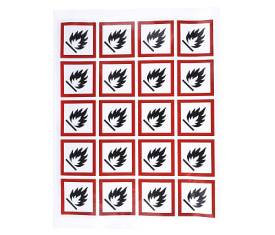 Product image for 40x40mm Flammable GHS Label, Sheet of 20