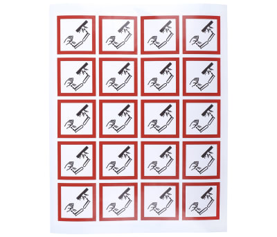 Product image for 40x40mm Corrosive GHS Label, Sheet of 20