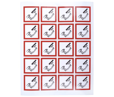 Product image for 40x40mm Corrosive GHS Label, Sheet of 20