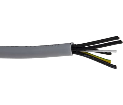 Product image for RS PRO 5 Core Unscreened YY Control Cable, 1 mm², Grey PVC Sheath, 50m, 17 AWG